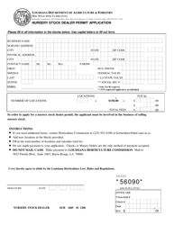 Form AES-56-09 Nursery Stock Dealer Permit Application - Louisiana