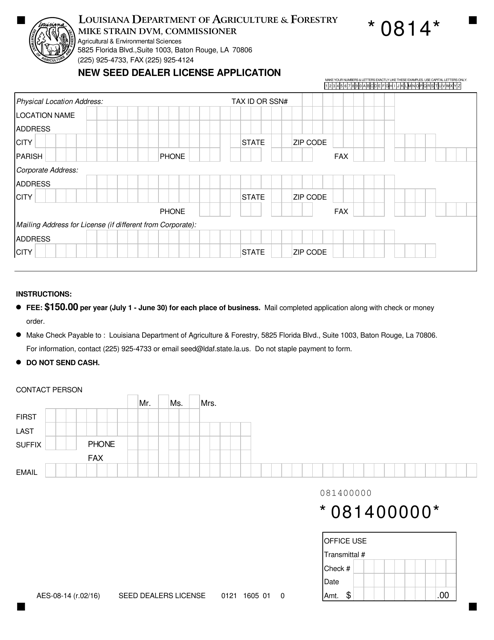 Form AES-08-14  Printable Pdf