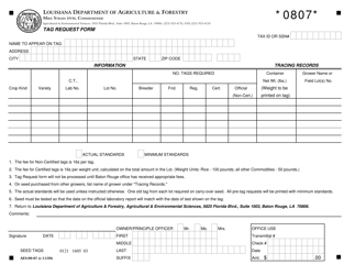 Document preview: Form AES-08-07 Tag Request Form - Louisiana