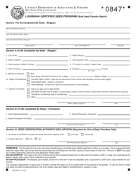 Form AES-08-47 &quot;Bulk Seed Transfer Report - Louisiana Certified Seed Program&quot; - Louisiana