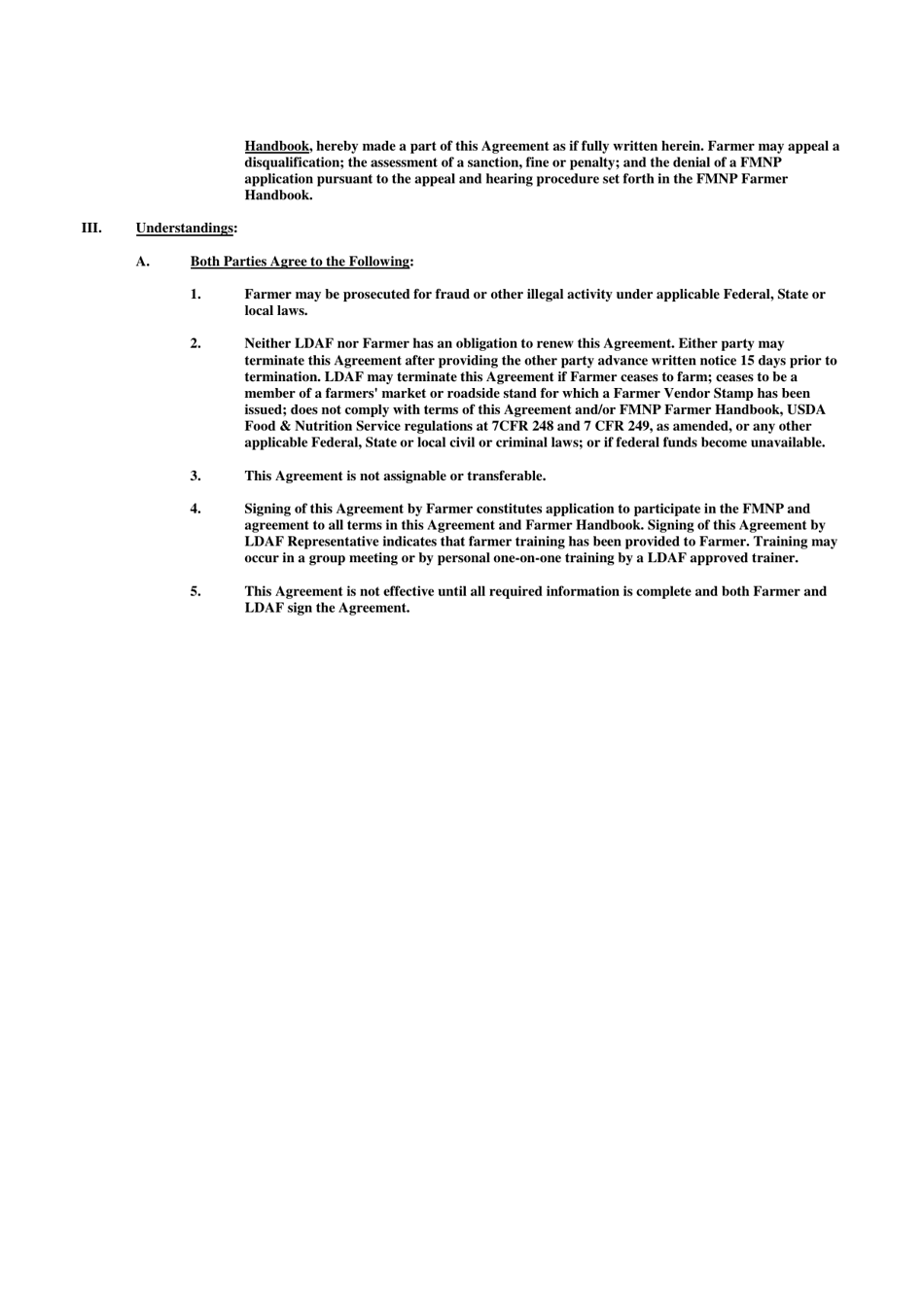 Farmer Participation Agreement - Louisiana Farmers Market Nutrition Program - Louisiana, Page 3