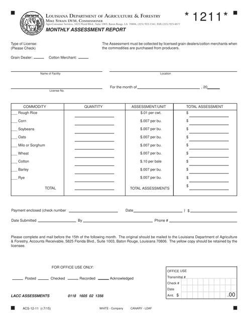 Form ACS-12-11  Printable Pdf