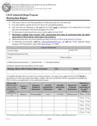 Document preview: Form AES-28-21 Destruction Report - Ldaf Industrial Hemp Program - Louisiana