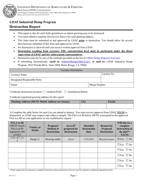 Form AES-28-21  Printable Pdf