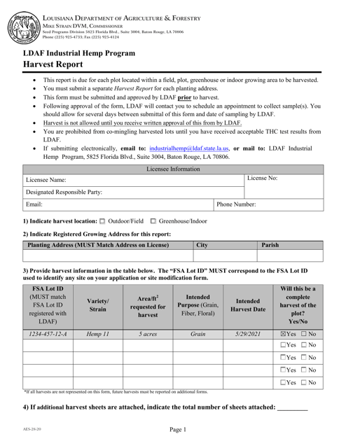 Form AES-28-20  Printable Pdf