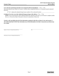 Form AES-28-20 Harvest Report - Ldaf Industrial Hemp Program - Louisiana, Page 2