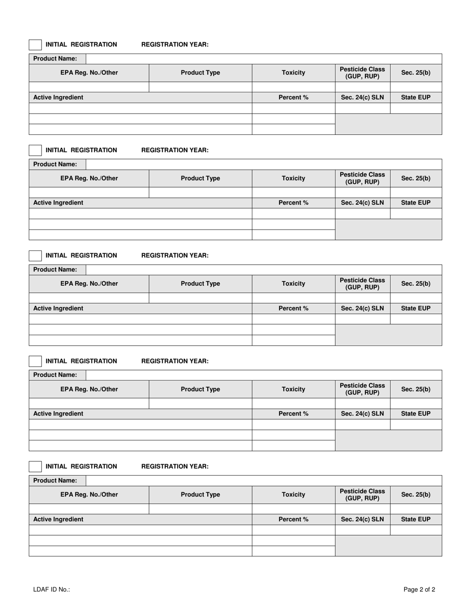 Initial Pesticide / Pharmaceutical Registration - Louisiana, Page 2