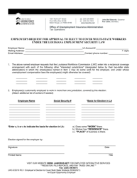 Form LWC-ES319 RC-1 &quot;Employer's Request for Approval to Elect to Cover Multi-State Workers Under the Louisiana Employment Security Law&quot; - Louisiana