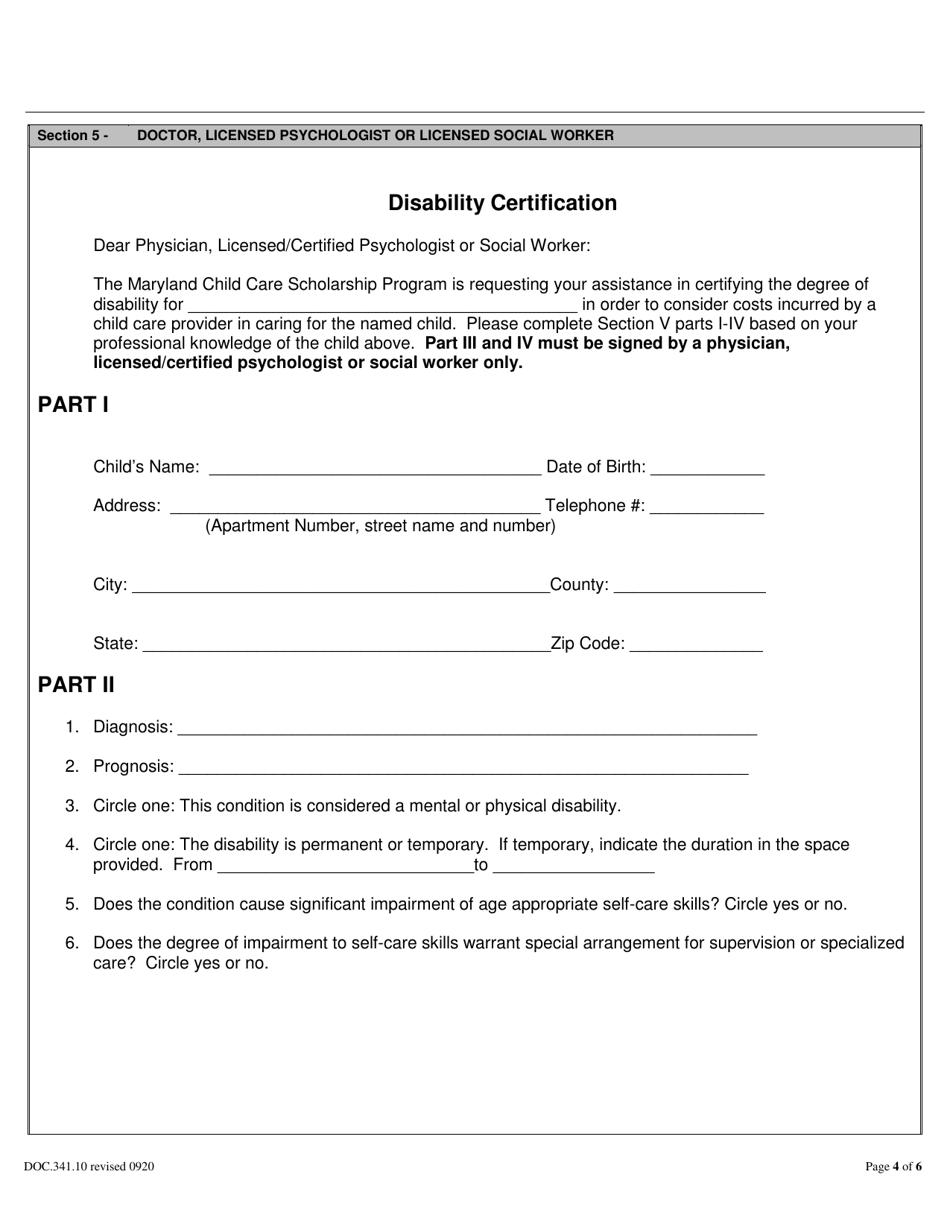 Special Needs Rate Request Form - Maryland, Page 4