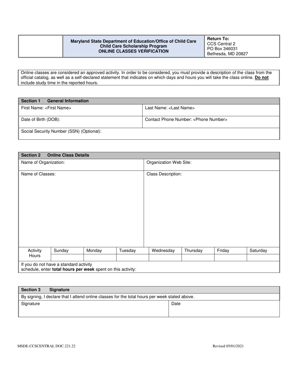 Online Classes Verification - Maryland, Page 2