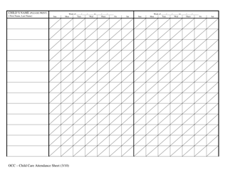 Child Care Attendance Sheet - Maryland, Page 2