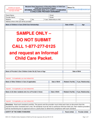 Informal Provider Health &amp; Safety Standards &amp; Child Care Provider Agreement - Sample - Maryland