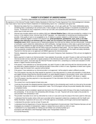 Informal Provider Health &amp; Safety Standards &amp; Child Care Provider Agreement - Sample - Maryland, Page 4