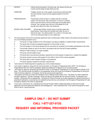 Informal Provider Health &amp; Safety Standards &amp; Child Care Provider Agreement - Sample - Maryland, Page 5