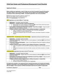 Document preview: Child Care Career and Professional Development Fund Checklist - Maryland