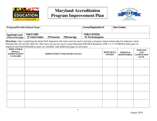 Maryland Accreditation Program Improvement Plan - Maryland