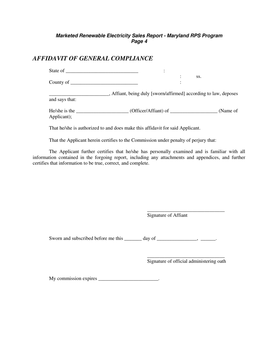 Marketed Renewable Electricity Sales Report - Maryland Renewable Energy Portfolio Standard Program - Maryland, Page 4