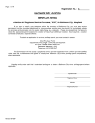 Registration Form to Provide Payphone Service in the State of Maryland - Maryland, Page 2