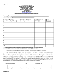 Registration Form to Provide Payphone Service in the State of Maryland - Maryland, Page 4