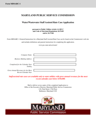 Document preview: Form MDSARC-1 Water/Wastewater Staff Assisted Rate Case Application - Maryland