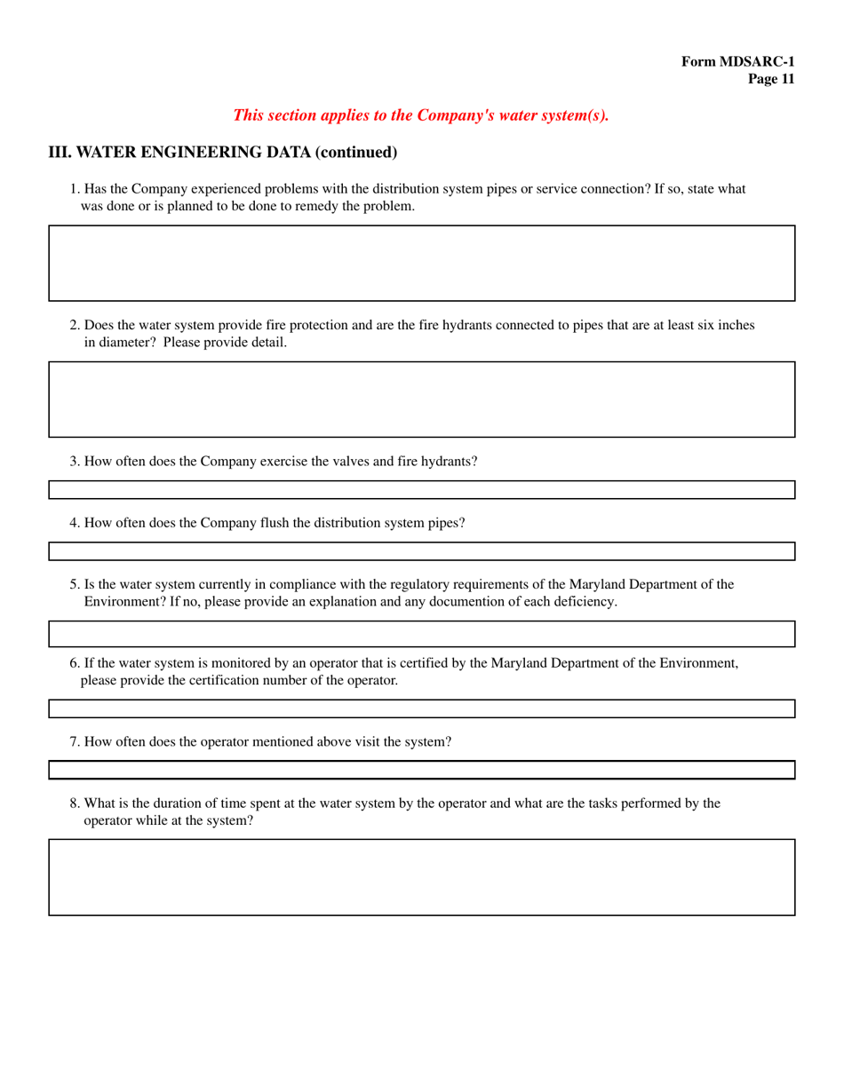 Form MDSARC-1 Water / Wastewater Staff Assisted Rate Case Application - Maryland, Page 12
