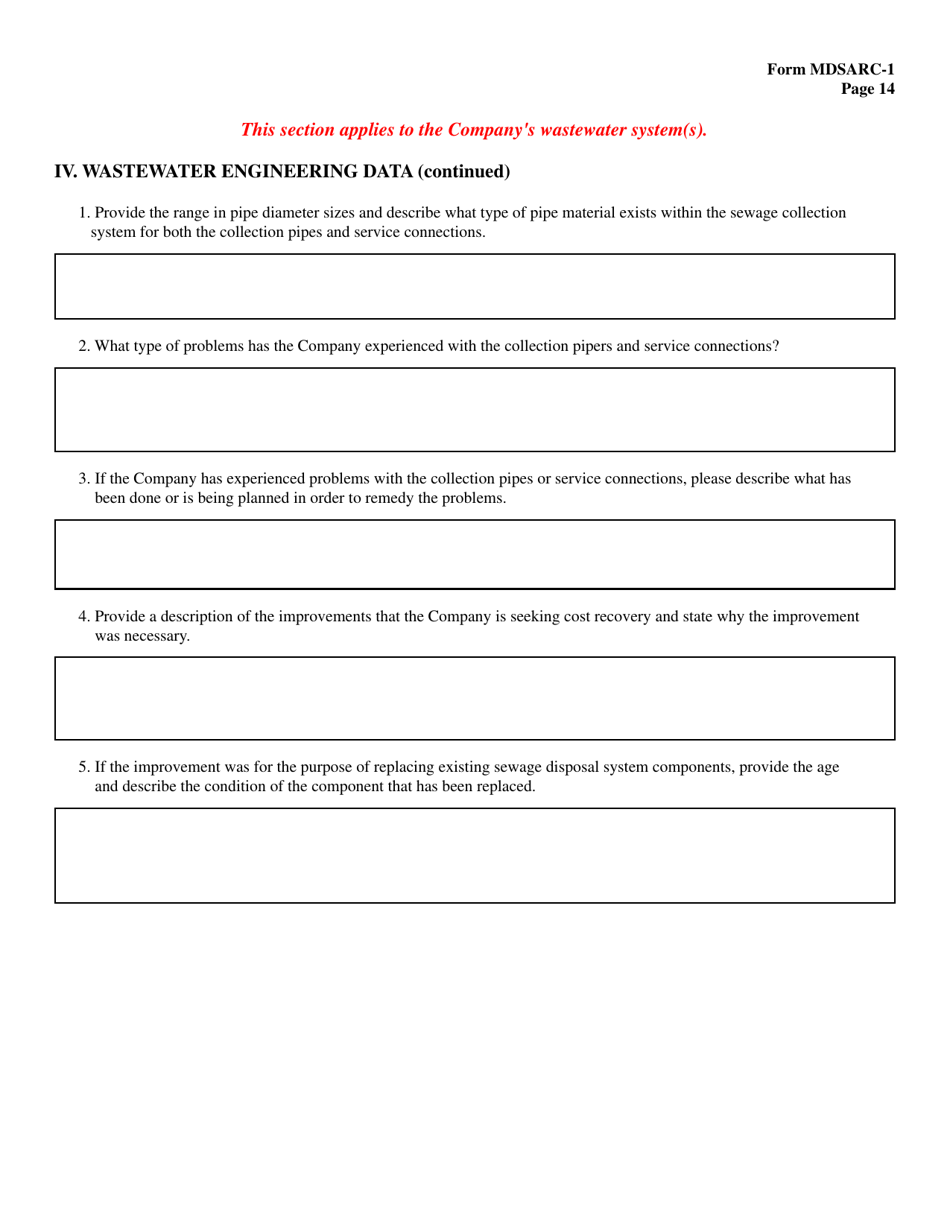Form MDSARC-1 Water / Wastewater Staff Assisted Rate Case Application - Maryland, Page 15