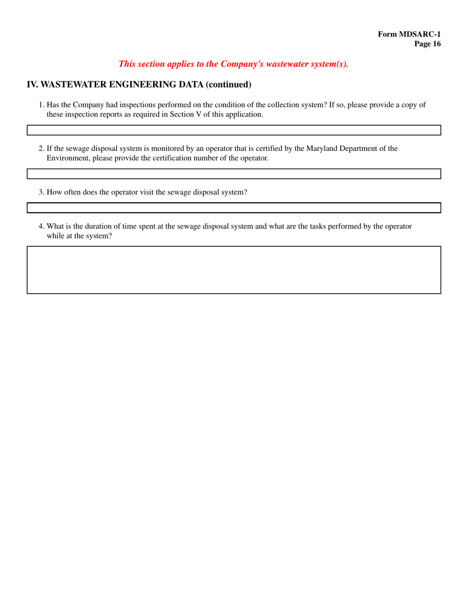 Form MDSARC-1 Water / Wastewater Staff Assisted Rate Case Application - Maryland, Page 17