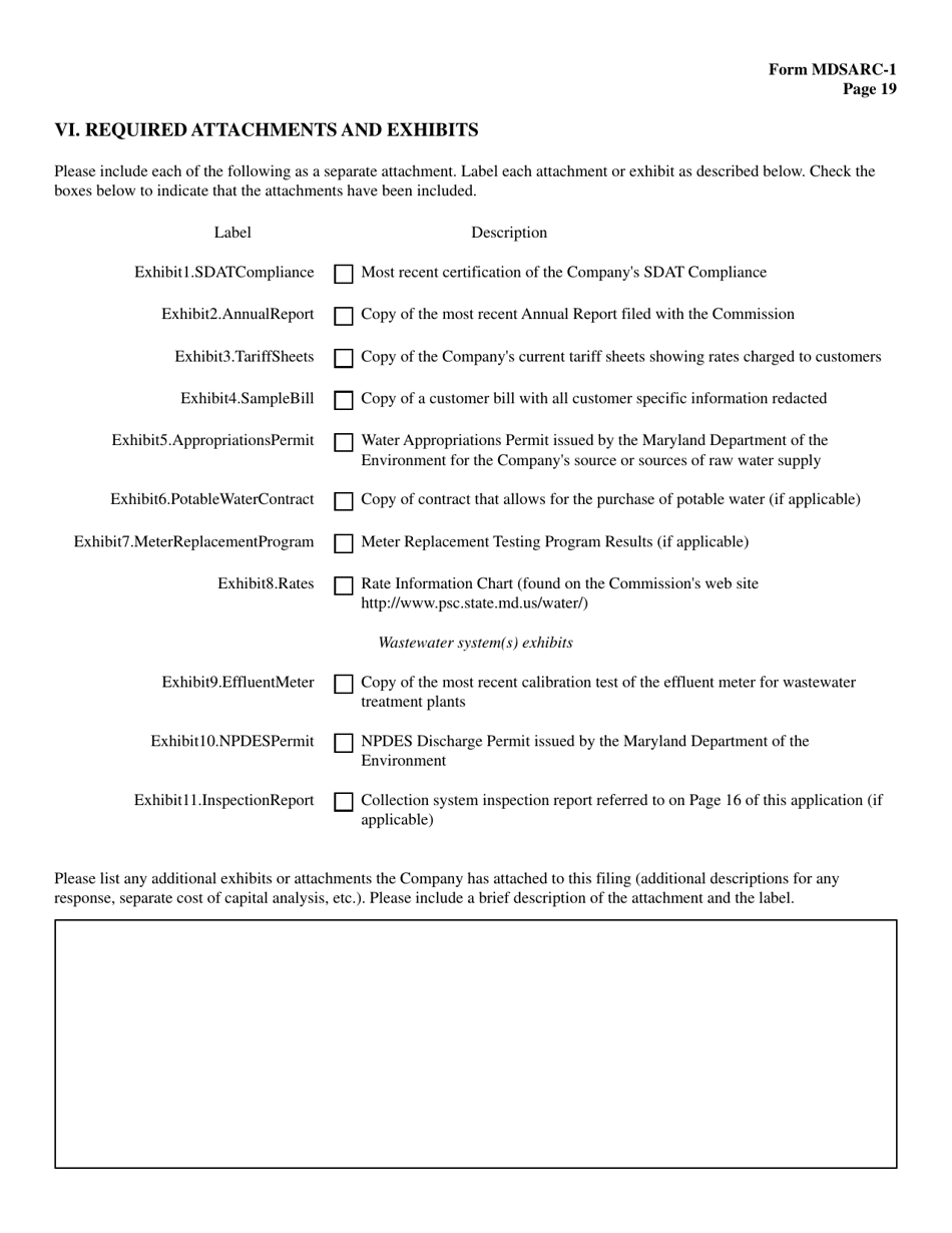 Form MDSARC-1 Water / Wastewater Staff Assisted Rate Case Application - Maryland, Page 20