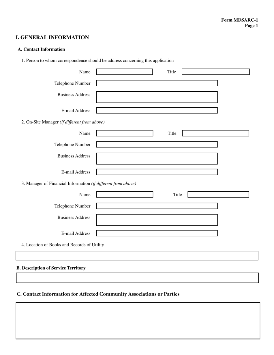 Form MDSARC-1 Water / Wastewater Staff Assisted Rate Case Application - Maryland, Page 2