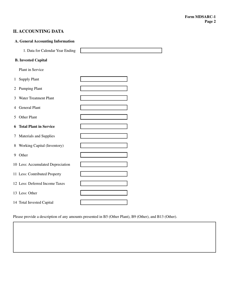 Form MDSARC-1 Water / Wastewater Staff Assisted Rate Case Application - Maryland, Page 3