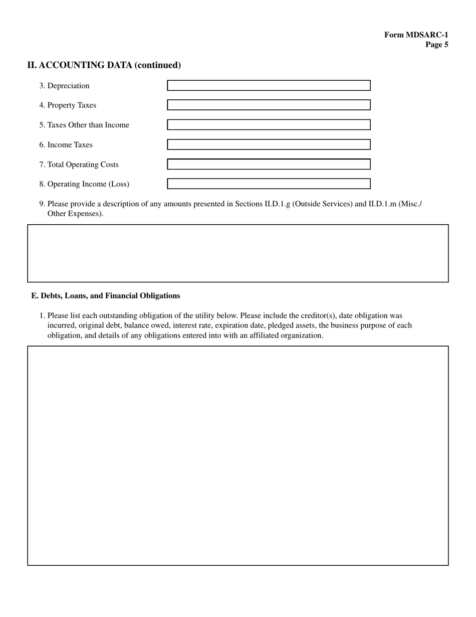 Form MDSARC-1 Water / Wastewater Staff Assisted Rate Case Application - Maryland, Page 6