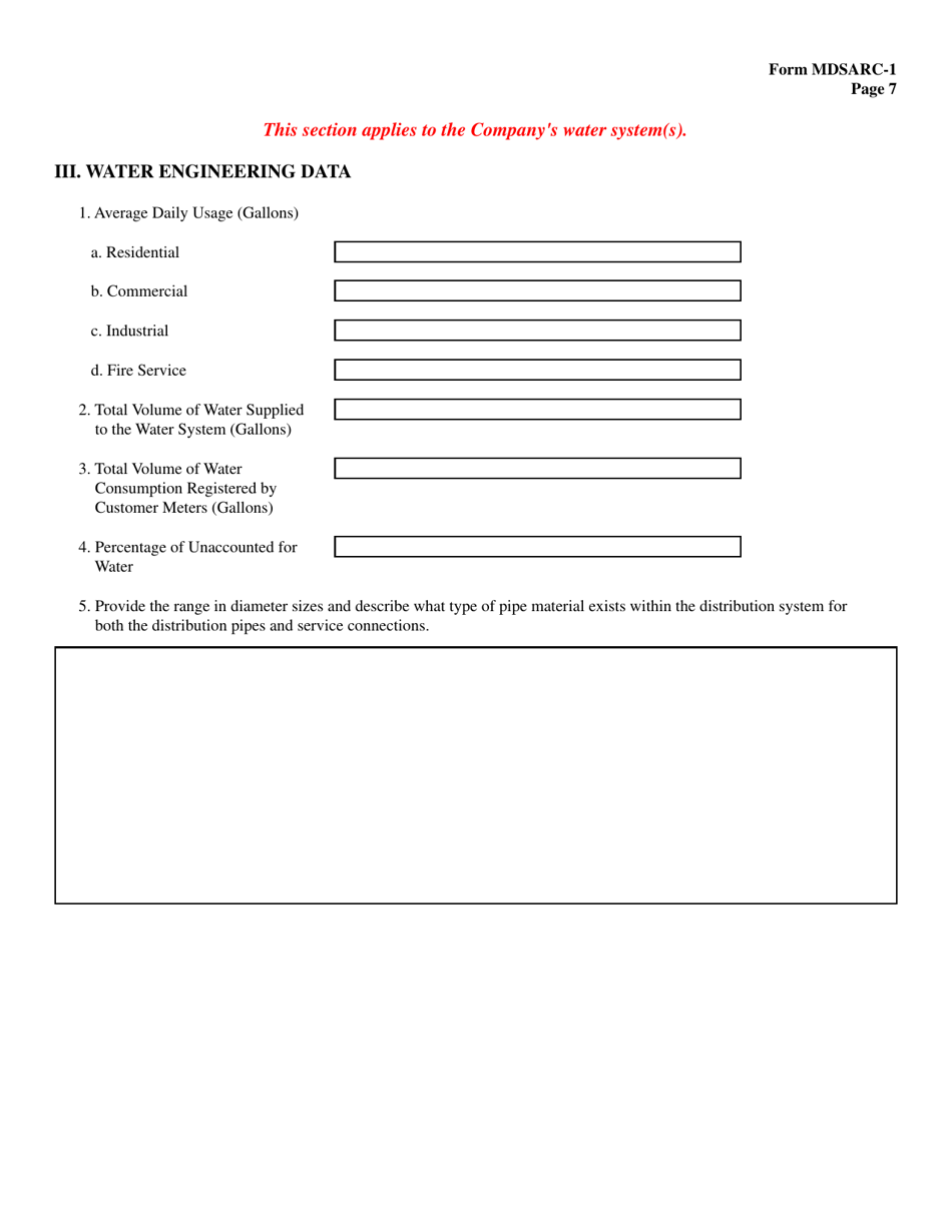 Form MDSARC-1 Water / Wastewater Staff Assisted Rate Case Application - Maryland, Page 8