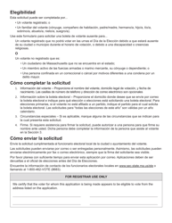 Solicitud Oficial De Massachusetts Para Votar En Ausencia - Massachusetts (Spanish), Page 2