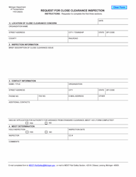 Form 1433 &quot;Request for Close Clearance Inspection&quot; - Michigan