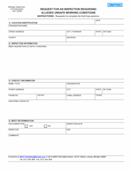 Form 1432 &quot;Request for an Inspection Regarding Alleged Unsafe Working Conditions&quot; - Michigan