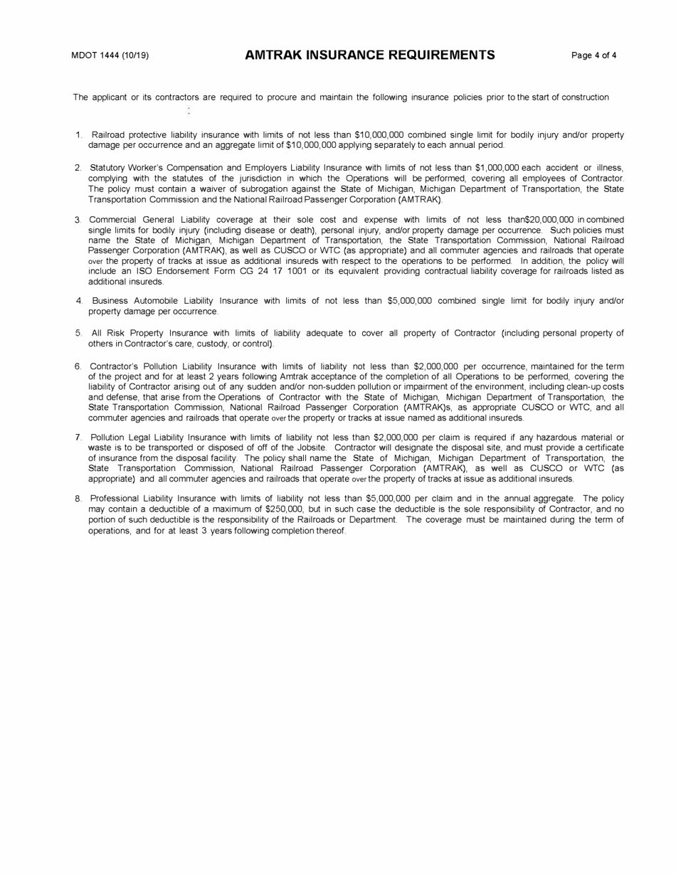 Form MDOT1444 Request Long-Term Use Mdots Accelerated Rail Corridor - Michigan, Page 4
