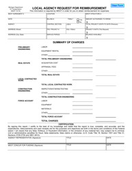 Document preview: Form 0802P Local Agency Request for Reimbursement - Michigan