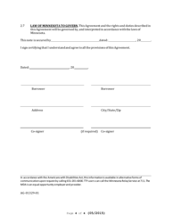 Form AG-01329-01 Rural Finance Authority Loan Agreement and Note for Rfa Disaster Recovery Loan Participation Program (Only) - Minnesota, Page 4