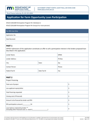 Form AG-03308 &quot;Application for Farm Opportunity Loan Participation&quot; - Minnesota