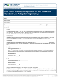 Form AG-03309 &quot;Rural Finance Authority Loan Agreement and Note for Rfa Farm Opportunity Loan Participation Program (Only)&quot; - Minnesota