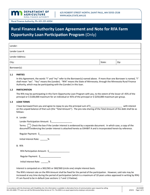 Form AG-03309 Printable Pdf