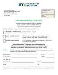 Document preview: Form AG-01145 Application for Loan Participation - Minnesota