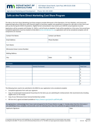 Form AG04004 &quot;Safe on the Farm Direct Marketing Cost Share Program&quot; - Minnesota