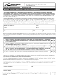 Document preview: Form AG-03247 Minnesota Agricultural Water Quality Certification Program Application - Minnesota