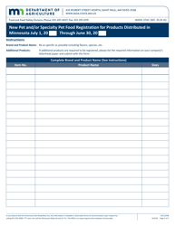 Form AG-01368 &quot;Pet and/or Specialty Pet Food Product Registration for Products Distributed in Minnesota&quot; - Minnesota, Page 2