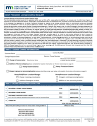 Form AG-03390 &quot;Hemp Program License Change Request&quot; - Minnesota