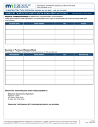 Form AG00693 Nursery Certificate Application - Minnesota, Page 2