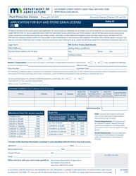 Form AG00883 &quot;Application for Buy and Store Grain License&quot; - Minnesota