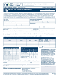 Form AG00960 &quot;Application for Grain Buyer License&quot; - Minnesota