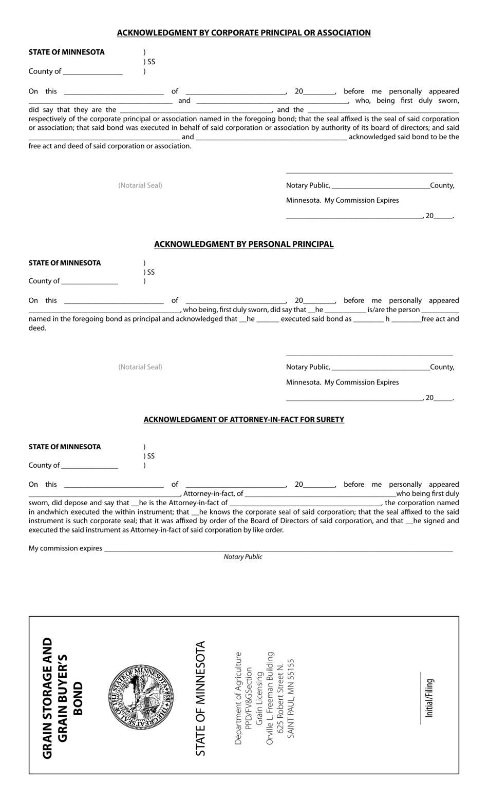 Form AG-03226 Grain Bond - Minnesota, Page 2
